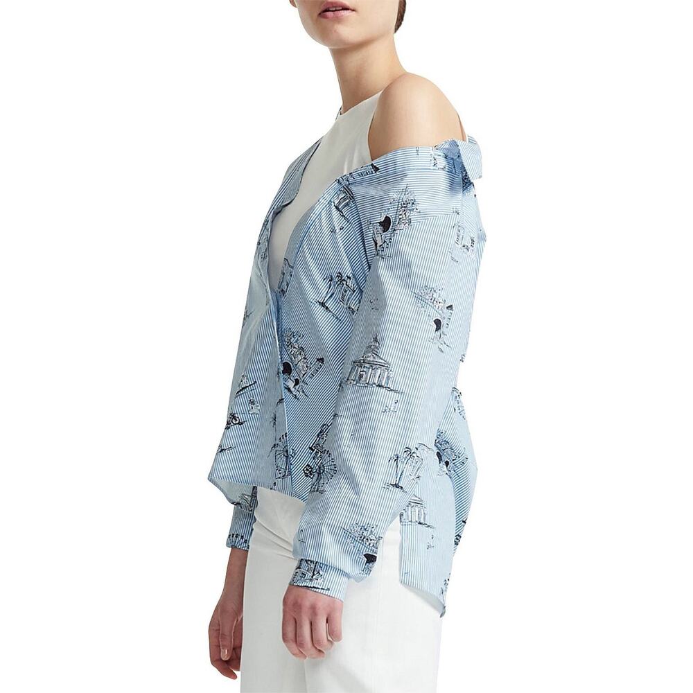 Maje Lasane Asymmetrical Layered Top Size 3 Imprime Paris Scene Parisian NWT - Picture 3 of 15
